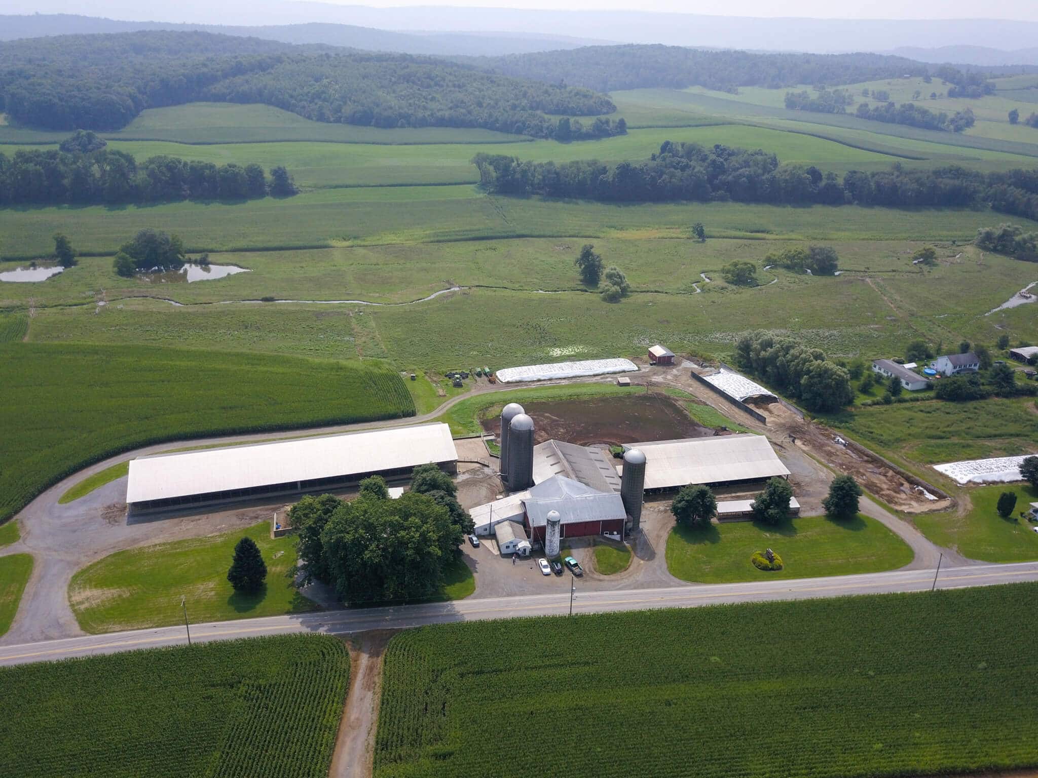 aerial-farm Aerial shot of a farm